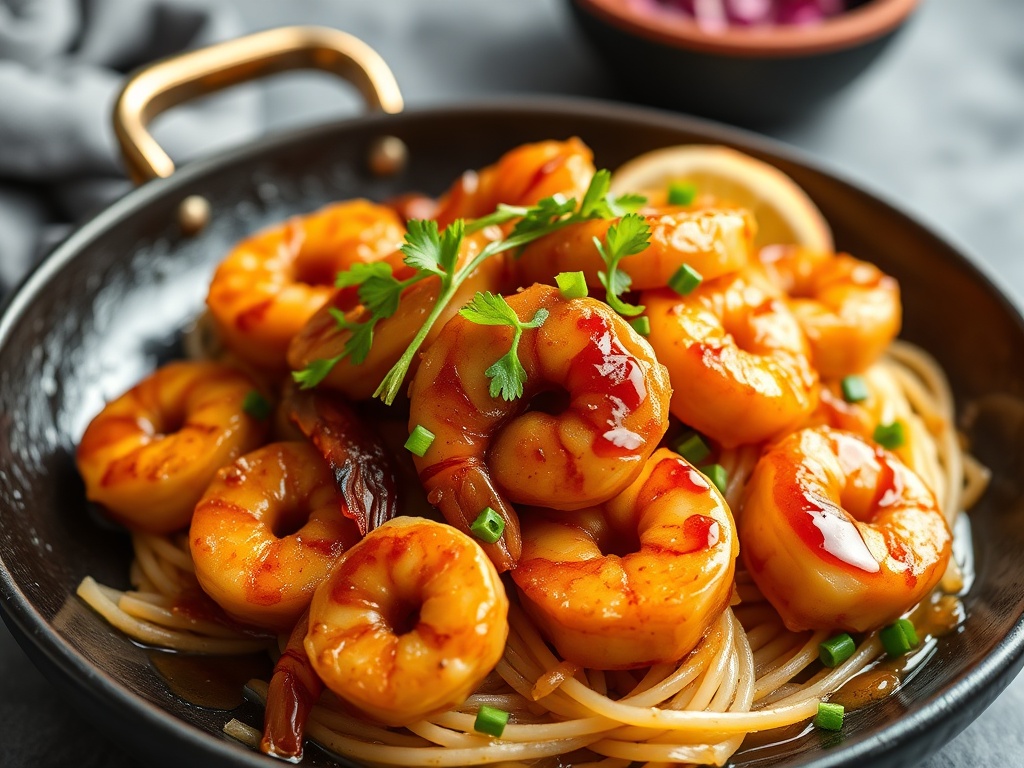 Golden Caramelized Honey Garlic Shrimp Skillet