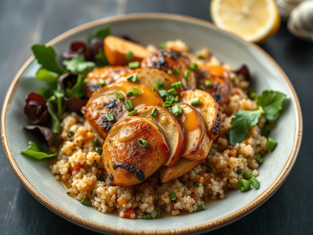 Five-Spice Roasted Chicken & Quinoa Bowl with Ginger Glaze