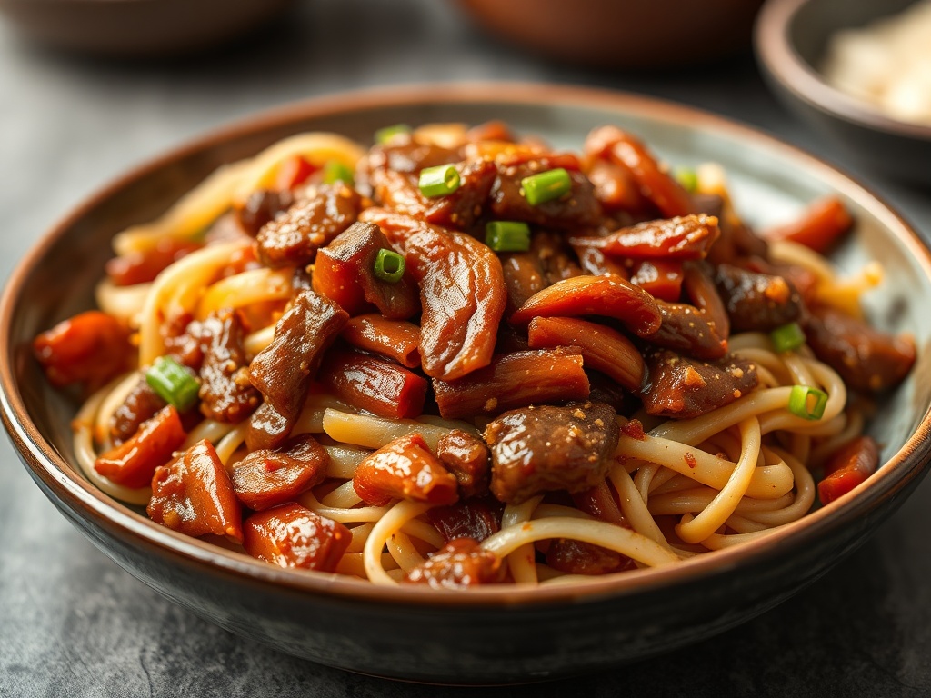 Fiery Sichuan Beef and Rice Noodle Stir-Fry