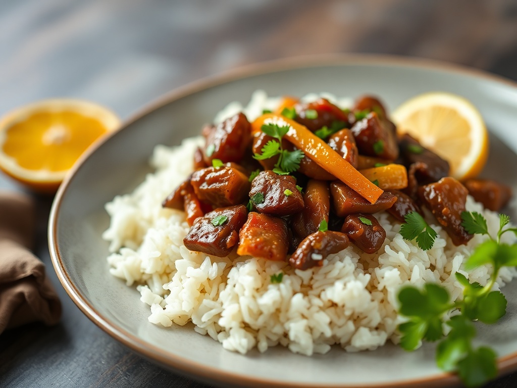 Citrus-Ginger Beef Stir-Fry with Jasmine Rice