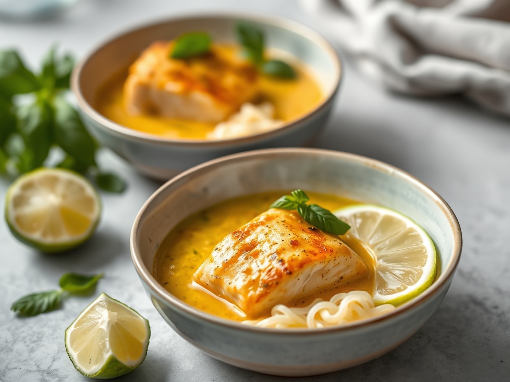 Golden Coconut Curry Salmon Stew with Lime & Basil