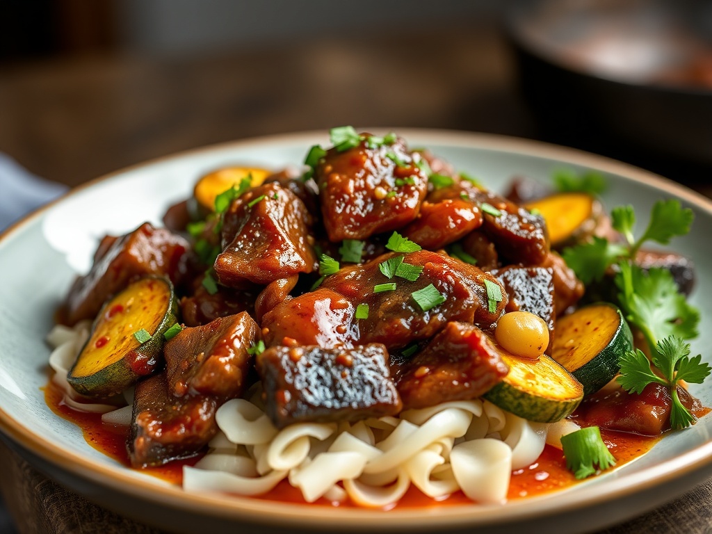 Gochujang-Glazed Beef and Zucchini Skillet